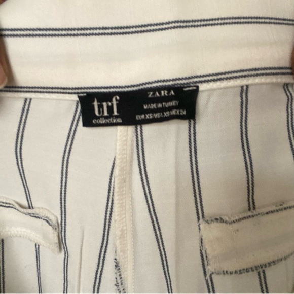 Zara Double striped white trousers with black stripes wide straight leg - Picture 5 of 5